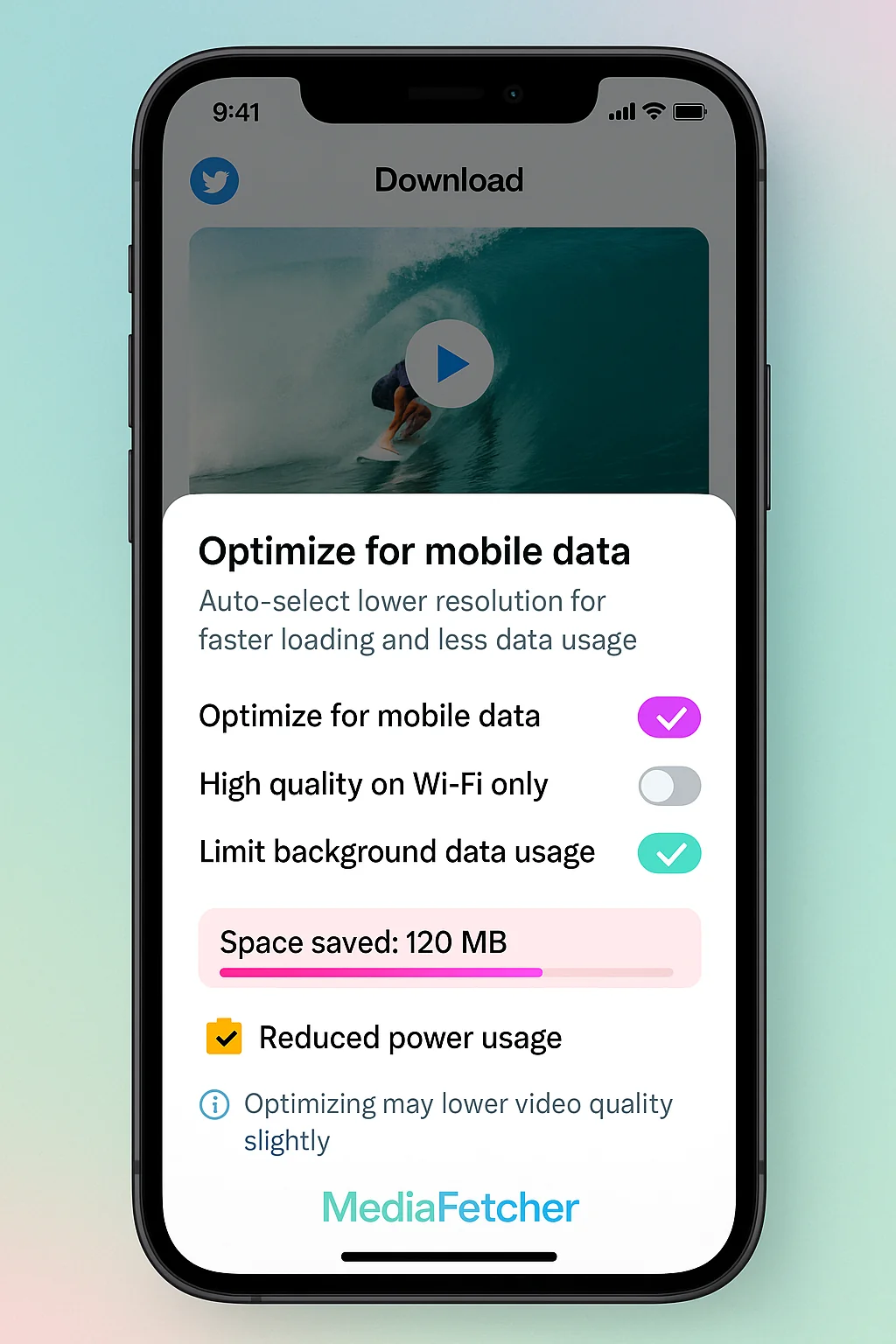 Side-by-side comparison of standard vs MediaFetcher's mobile-optimized interface