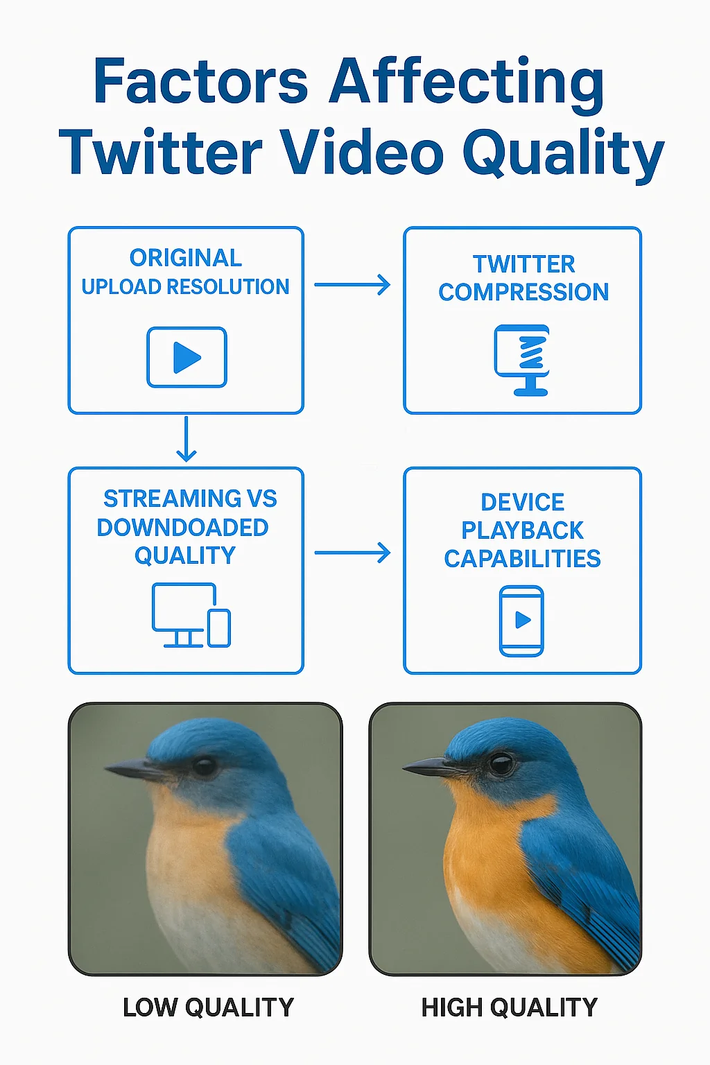 Infographic explaining Twitter video quality settings and technical specifications