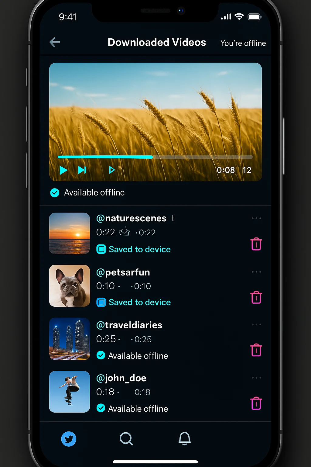 Person watching downloaded videos on a tablet while traveling